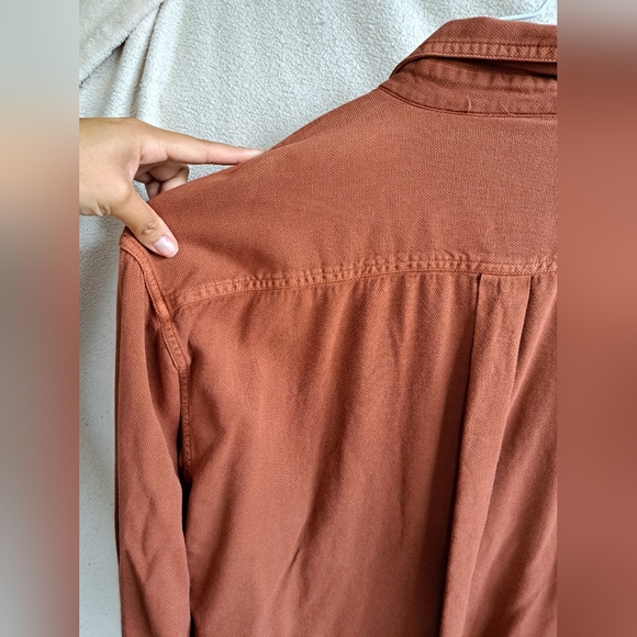 Men's Burnt Orange Ruff Hewn Long Sleeve Button Down Shirt - Picture 9 of 10